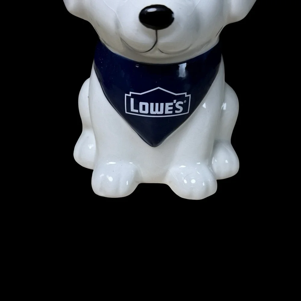 Lowe's Dog Planter Ceramic Puppy Pot Succulent Holder White Blue Decor READ